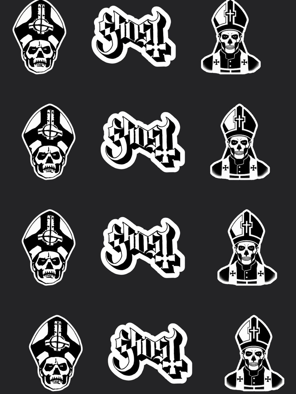 Ghost Band cupcake toppers- Black & White Skull Logos